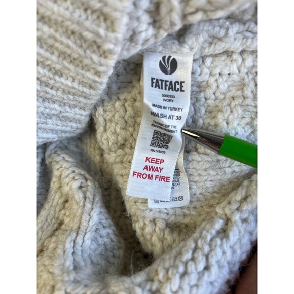 Fat Face Womens NWT Cable Knit Jumper Sweater Ivory UK 8 Euro 34  US 2 - Picture 7 of 10